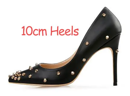 Veowalk/пикантные женские туфли на очень высоком каблуке с заклепками; модные женские туфли-лодочки из лакированной кожи с острым носком на шпильке; Цвет по индивидуальному заказу - Цвет: Gold Rivet 10cm