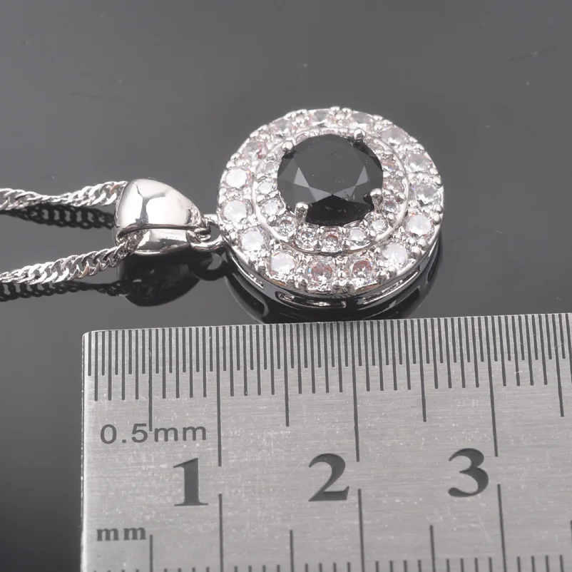 Свадебные ювелирные изделия, черный кубический цирконий, 925 серебряные ювелирные наборы для женщин, серьги для костюма/ожерелье/браслет/кольцо, лучший подарок QS0270