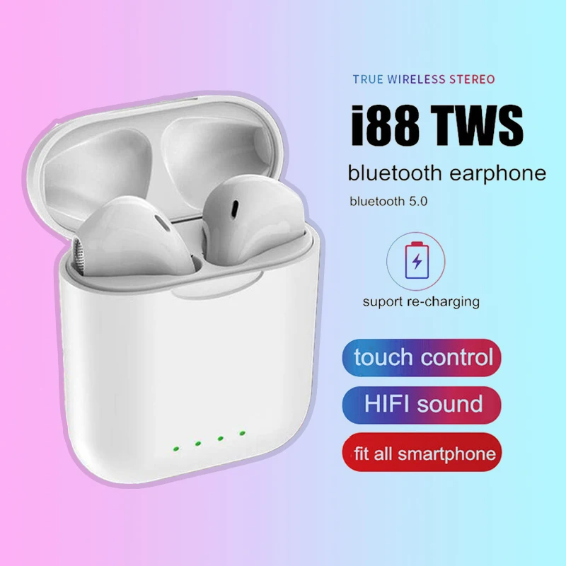 

2019 New i88 Bluetooth5.0 Hadphone TWS Wireless Eearphone Touch Control Stereo Earbuds for Apple Android Smartphones