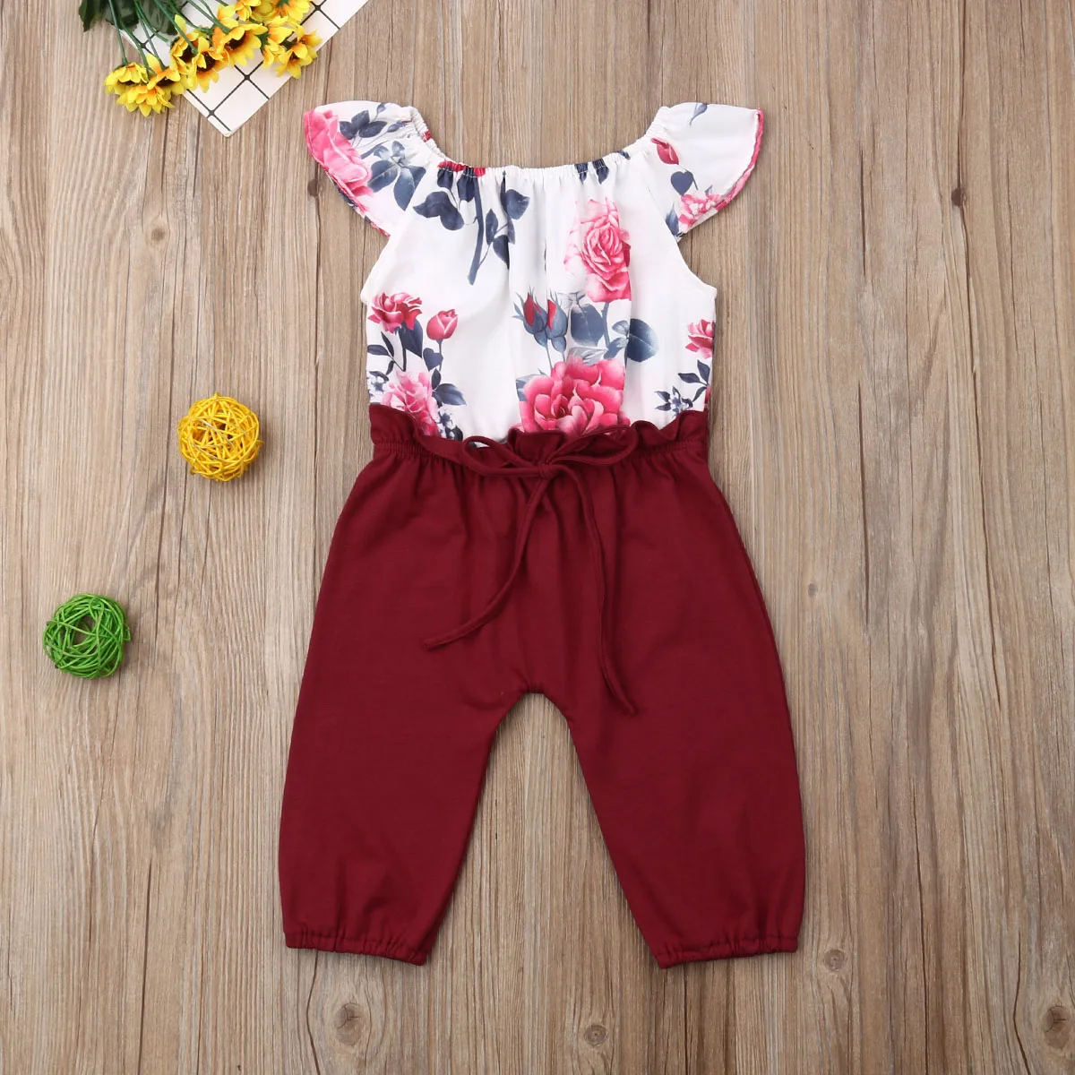 

Emmababy Newest Fashion Toddler Baby Girl Clothes Sleeveless Flower Print Romper Jumpsuit Outfit Playsuit