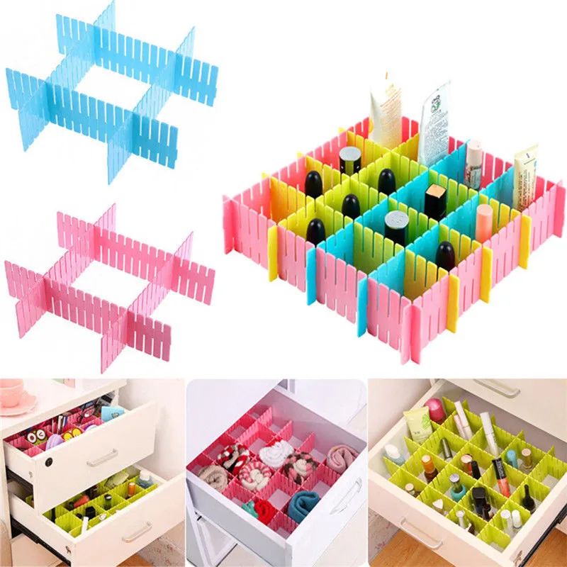 Minch 4Pcs Adjustable Plastic Drawer Divider Storage Organizers