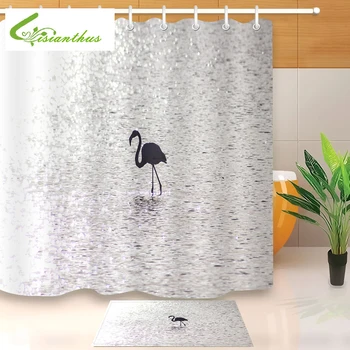 

New Eco-friendly Shower Curtains Flamingo Animal Polyester High Quality Washable Bath Decor Shower Curtain with Hooks