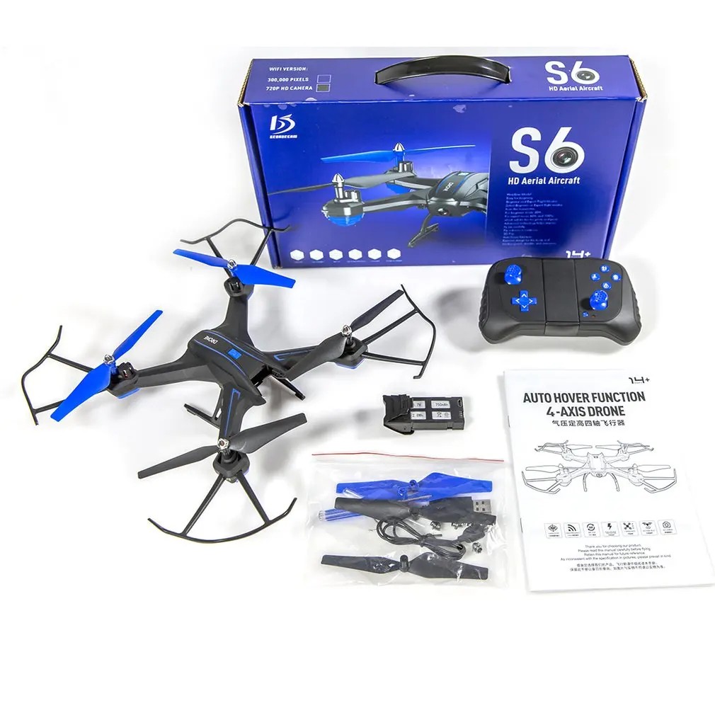 

S6W Smart Selfie RC Quadcopter Drone Aircraft with Wifi FPV 720P Wide Angle HD Real-time Camera Altitude Hold Headless Mode Toy