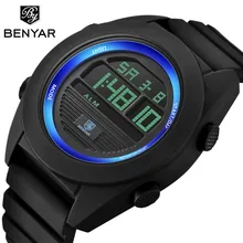 Топ Элитный бренд BENYAR для мужчин светодиодный цифровой наручные часы черный Будильник 30 м водонепроницаемые спортивные часы для отдыха Relogio Masculino