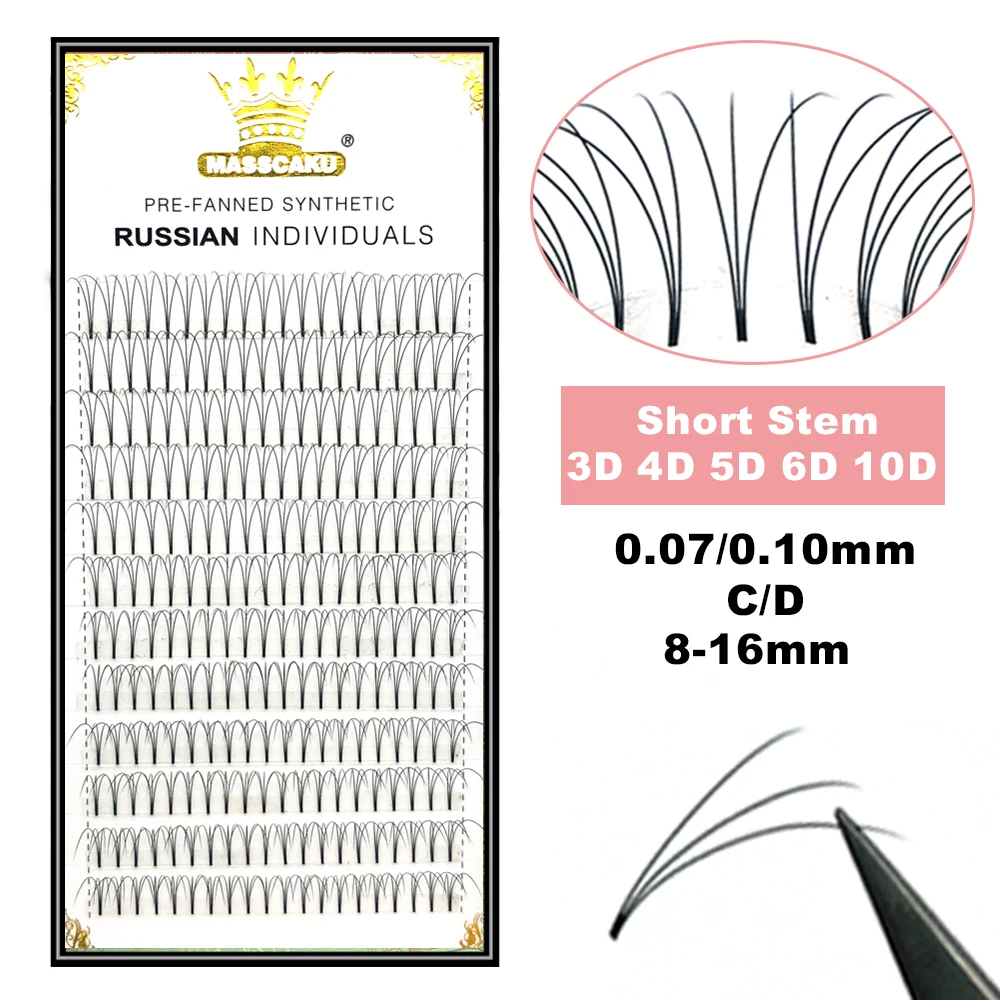 

MASSCAKU Premade Wide Fans 3d/4d/5d/6d/10d Russian Volume Eyelash Extensions Heat Bonded Pre fanned Lash Mink Eyelashes Supplies