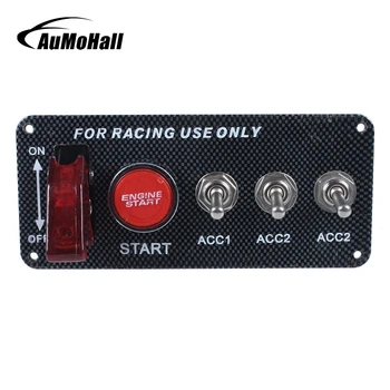 

AuMoHall Carbon Fiber Grain Panel Switch Car Modification Rocker Start Switch Combined Multifunctional Ignition Key Switch