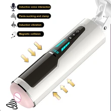Artificial Vagina Real Pussy Male Masturbator Automatic Voice Vibrating Masturbation Cup Trusting Heating Adult Sex Toys For Man
