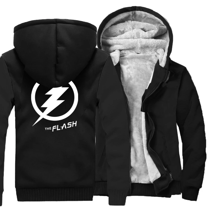 Мужская толстовка с молнией THE FLASH в стиле панк хип хоп уличная одежда зимняя