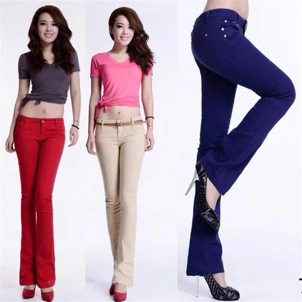 new cotton Pure color colour Elastic force Bell-bottoms trousers high waist jeans woman skinny women jeans mujer jean plus size new cotton Pure color colour Elastic force Bell-bottoms trousers high waist jeans woman skinny women jeans mujer jean plus size