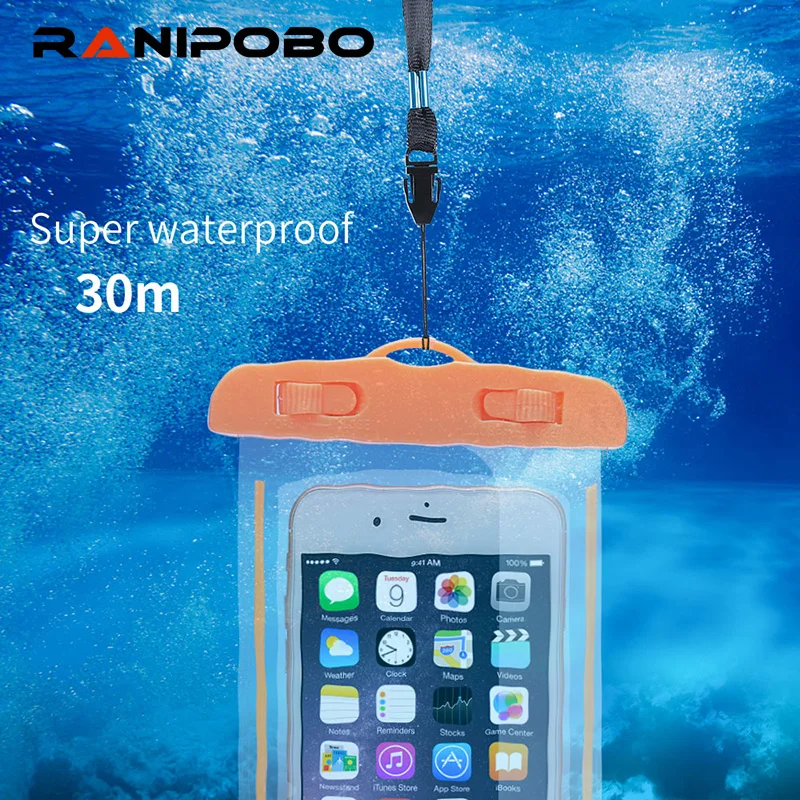 

For Universal 4.8"-6.0" Waterproof Bag Case For iPhone 6 7 Plus Luminous Transparent Dry Pouch For Samsung Huawei Oppo Phones