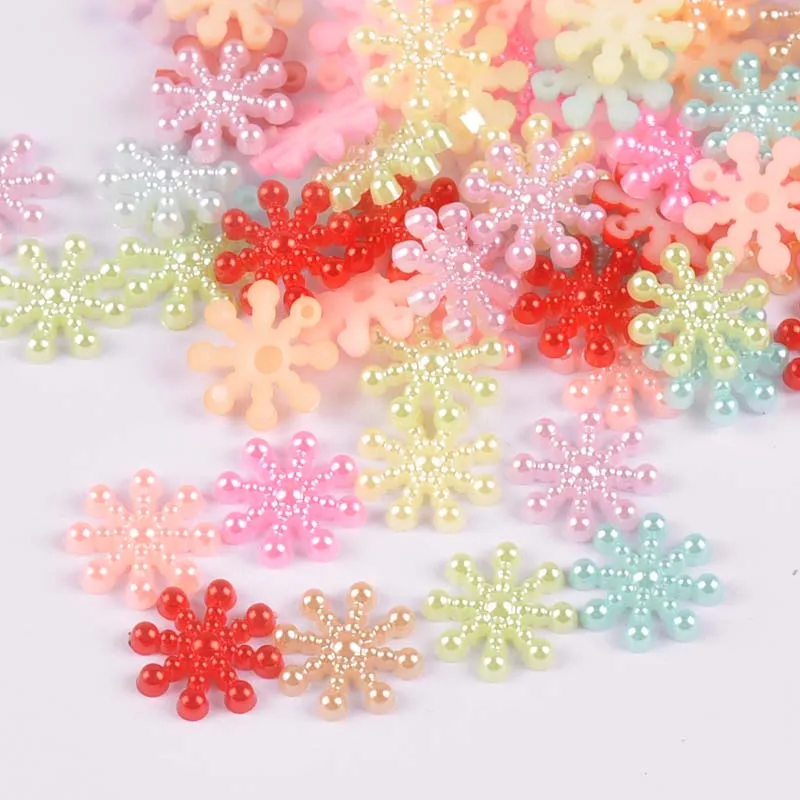 

Mixed color Imitation Pearl Acrylic snowflake Spacer Beads for Flat Back for Scrapbook Craft 14mm 100pcs YKL0710