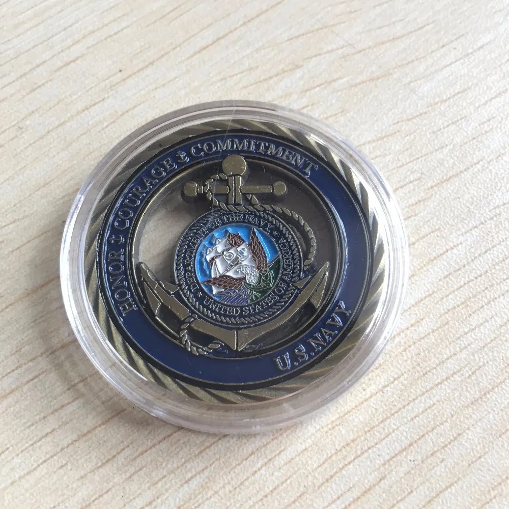 U-s-Navy Core Values USN Challenge Coin, пустотелая монета сувенир