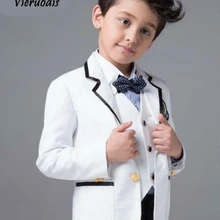 Белые милые детские официальные свадебные смокинги для жениха, детские праздничные костюмы для мальчиков