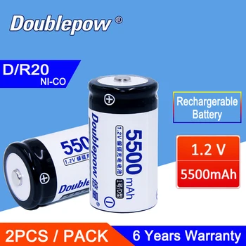 

2Pcs 1.2V 5500mAh R20 Battery Actual Capacity D/R20 Size Rechargeable Batteries For Cooker Radio Refrigerator Flashlight Gas