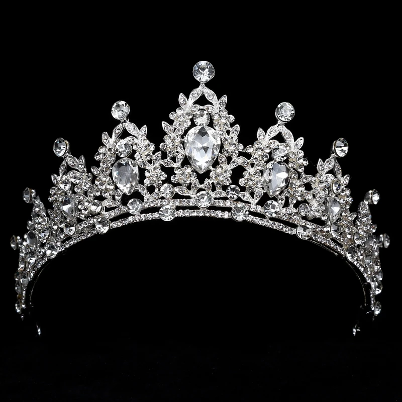 Pаспродажа Большой горный хрусталь короны и диадемы большой Queen хрустальные короны свадебные Женские аксессуары для волос невесты Банданы для мужчин ...