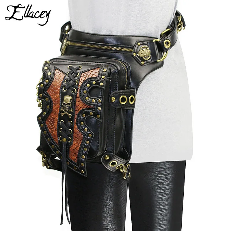 

Punk 2019 Men Women Skull Rivet Waist Bag Pocket Shoulder Belt Bag Fashion Motorcycle Messenger Bags Nightmare Before Christmas