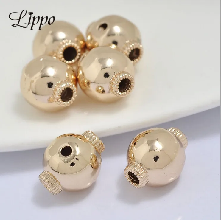 20pcs 24k Gold color plated smooth Beads Connector Four Hole Bead DIY