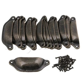 

20PCS Door Cabinet Drawer Antique Shell Shaped Pull Handle Green Bronze