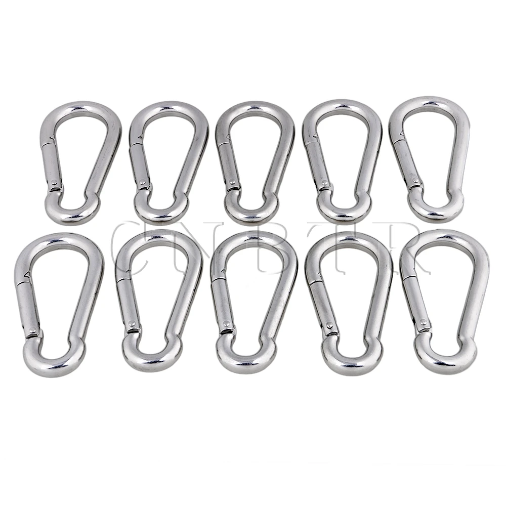 

CNBTR Multifunctional M10 x 100mm 304 Stainless Steel Spring Snap Hook Carabiner Quick Link Lock Hook Pack of 10