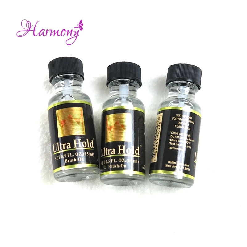 3 bottles Waterproof professional hair glue ULTRA HOLD LACE WIG ADHESIVE GLUE BY WALKER TAPE 0.5 OZ WITH BRUSH wig glue toupe