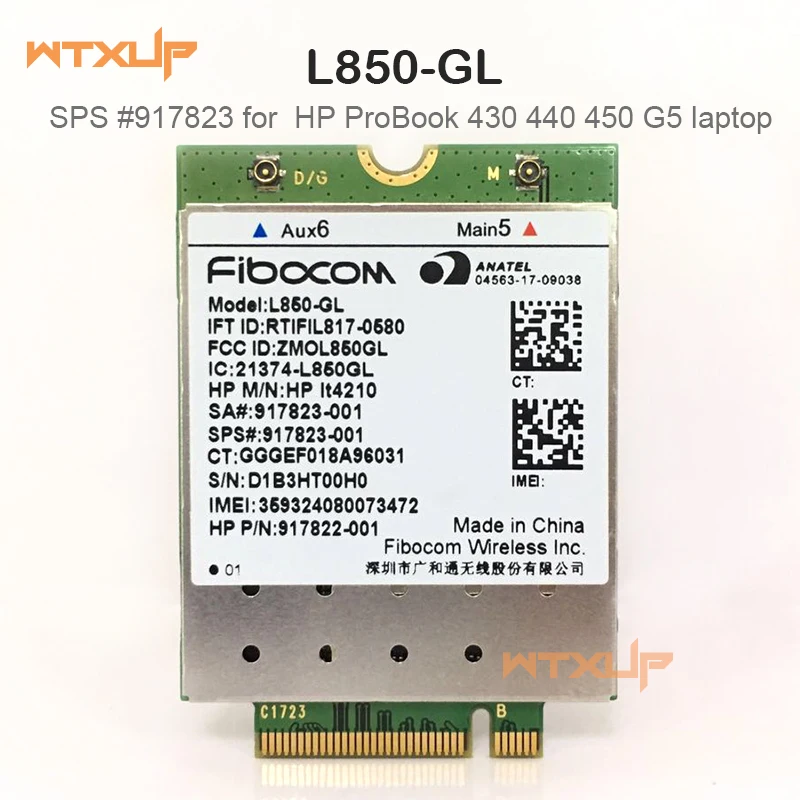 

4G WWAN Card for Fibocom L850-GL LT4210 M.2 LTE-FDD/LTE-TDD/WCDMA 4G cat9 wireless module for HP probook 430 440 450 G5 notebook