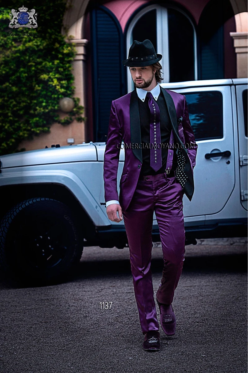 2015 custom made wedding suit purple suits for men Groom Tuxedos Mens