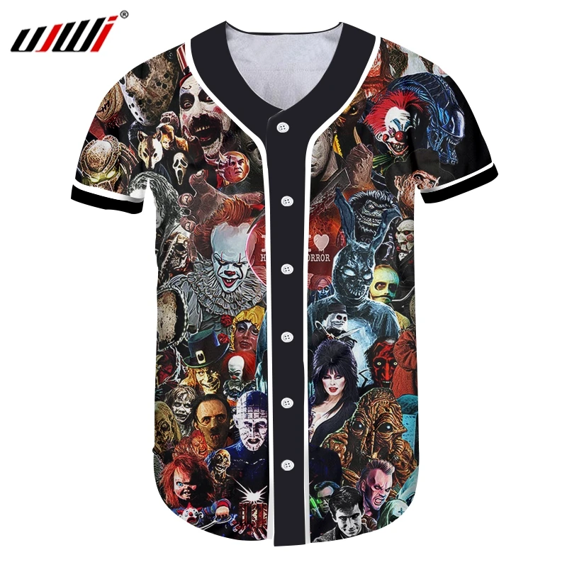 Ujwi Man Skull Horror Mask Baseball Shirt Men S 3d Harajuku Oversized T Shirt Printed Cartoon Fitness Tshirt T Shirts Aliexpress