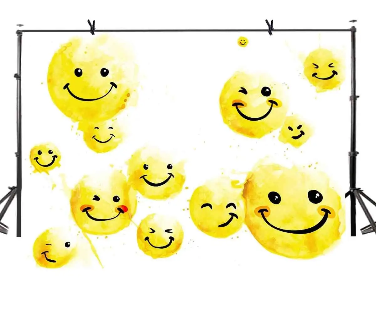 

150x220cm Smile Stickers Backdrop Jet Painted Abstract Smile Stick Photography Background for Camera Photo Props