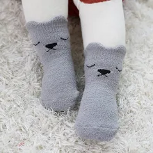 Детские носки коралловые флисовые Носки-тапочки для новорожденных милые детские носки с рисунком для девочек 1 шт