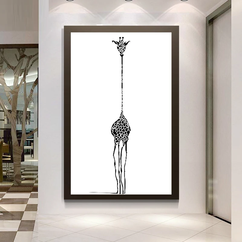 No-framed-Nordic-Minimalist-Black-White-Abstract-Giraffe-Animal-Pop-Art-Print-Poster-Hippie-Wall-Picture