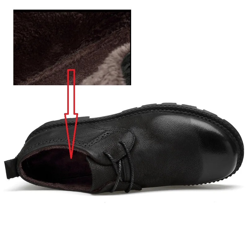 Мужские туфли на плоской подошве из натуральной кожи; цвет черный, коричневый; мужские оксфорды ручной работы; повседневная обувь в деловом стиле; модные мужские кожаные туфли; walkerpeak - Цвет: Short Plush inside
