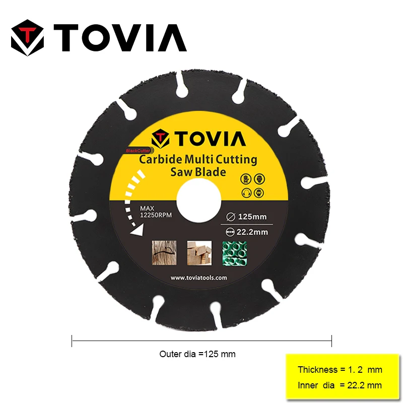 TOVIA 125мм Карбидный Универсальный Отрезной Диск по дереву со гводями ламинату пластику для болгарки УШМ угловых
