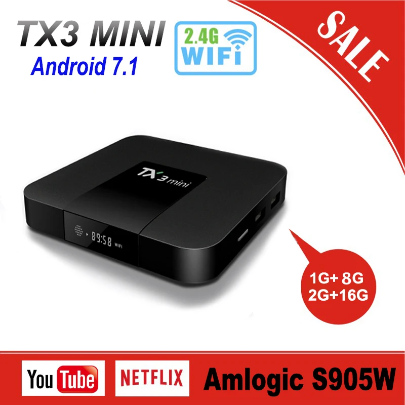 TANIX TX3 Мини Android 7 1 os Amlogic S905W Smart tv BOX 2G ram 16g rom четырехъядерный DDR3 2 4G/5G wifi H.265 4K HD