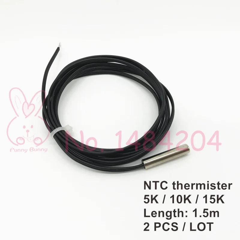2x NTC 3950 термистор датчик температуры 5 к 10 к 15 к ом зонд 5 мм* 25 мм Зонд 1,5 м провод 2 шт. водонепроницаемый
