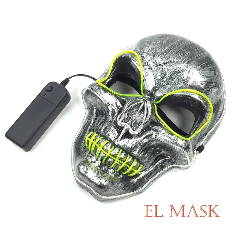 Новое поступление ужас Led Хэллоуин маска EL провода страшная маска для лица светодиодная неоновая маска для вечерние пасхальные карнавальные ночной клуб бар
