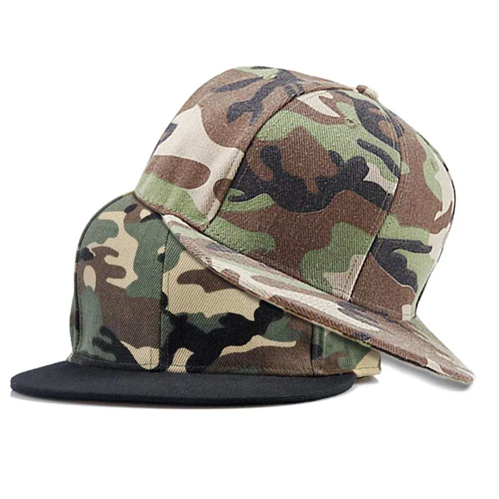 Camouflage snapback polyester adjustable cap blank flat camo baseball