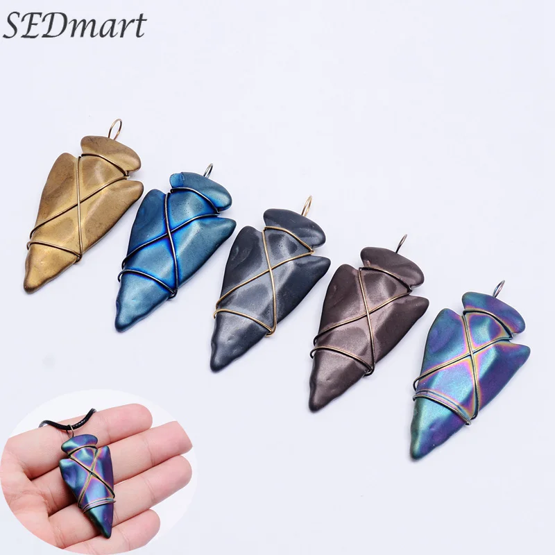 

SEDmart Natural Black Gallstone Winding Anchor Pendant Necklace for Women Men Leather Rope Sweater Chain Jewelry Gifts Souvenirs