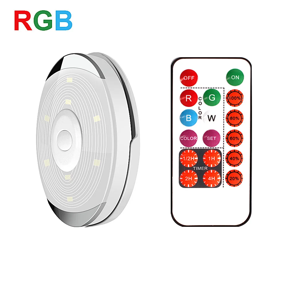 1 Lamp 1 Remote Беспроводной сенсорный датчик Светодиодная подсветка под шкаф кухонный светодиодный шкаф с батареей/шкаф шайба светильник с контроллером затемняемый ночник - Цвет: 1 Lamp 1 Remote