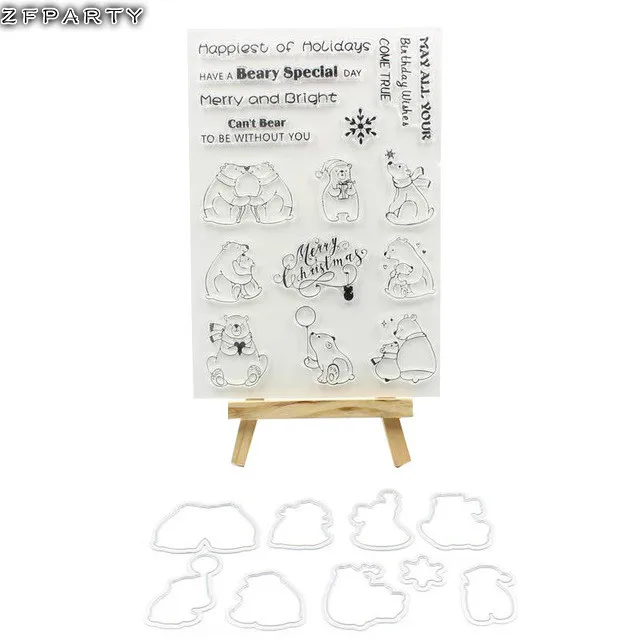 

ZFPARTY Christmas Bear Metal Cutting Dies or stamp for DIY Scrapbooking/photo album Decorative Embossing DIY Paper Card