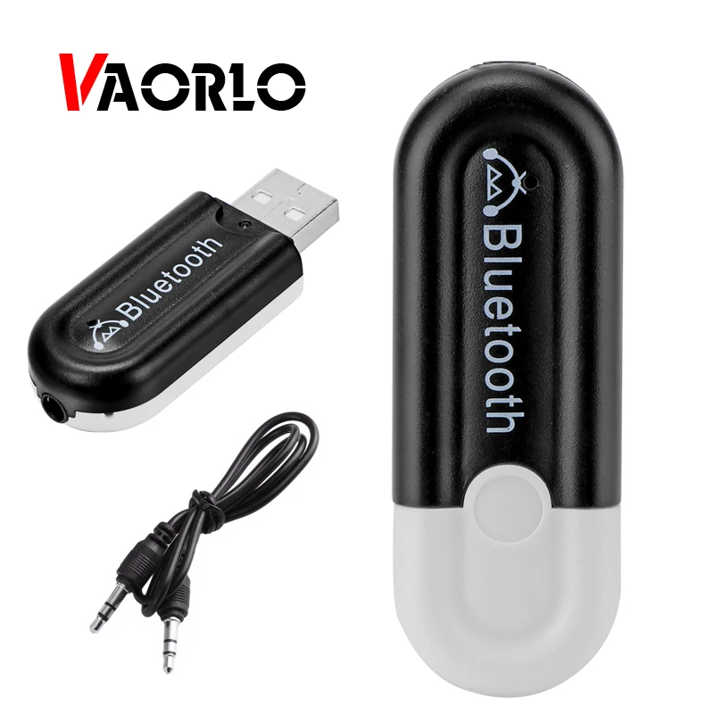 

VAORLO Bluetooth Receiver 2 in1 3.5mm USB Car Kit Stereo Music Audio Wireless Receiver Adapter with Mic Hands Free A2DP Dongle