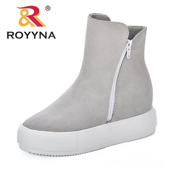 

ROYYNA Women's Winter Ankle Boots Female Zipper Flock Platform Snow Boot Lady Plush Sneakers Casual Flats Shoes Woman Footwear
