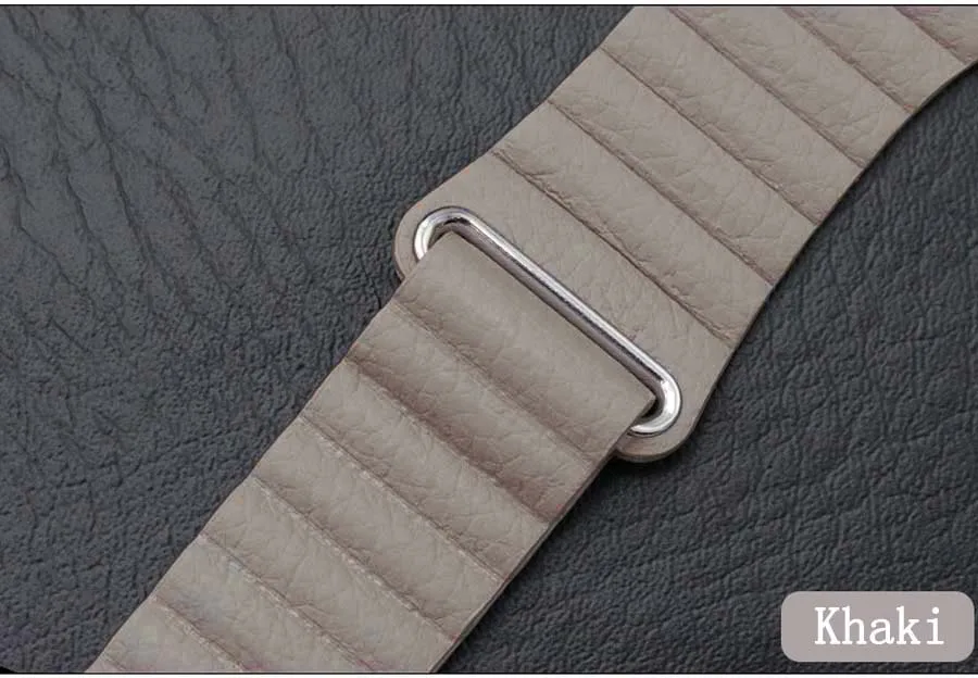 Кожаный ремешок-петля для Apple Watch 42 мм 44 мм наручный браслет Iwatch 4 3 2 1 40 мм 38 мм ремешок для часов Correa спортивный ремень браслет - Цвет ремешка: Khaki