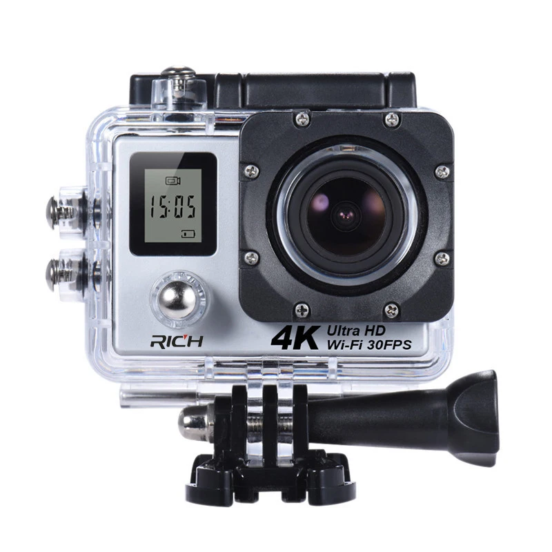 Экшн камера RICH V903D 4K/30FPS 2 7 K двойной ЖК дисплей 16 МП Wi Fi Спортивная 30 м