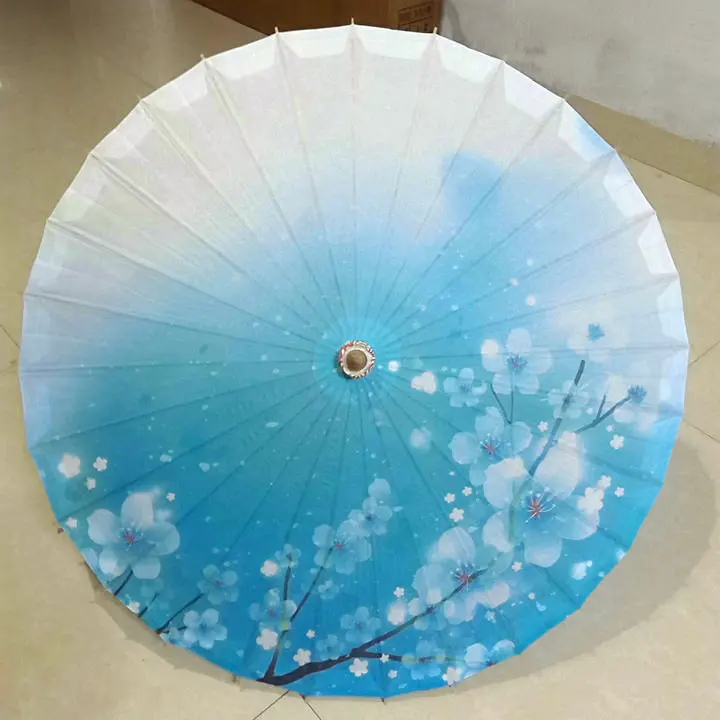 

Free shipping chinesse handmade blue background sakura flowers oiled paper umbrella waterprood dance prasol decoration umbrella
