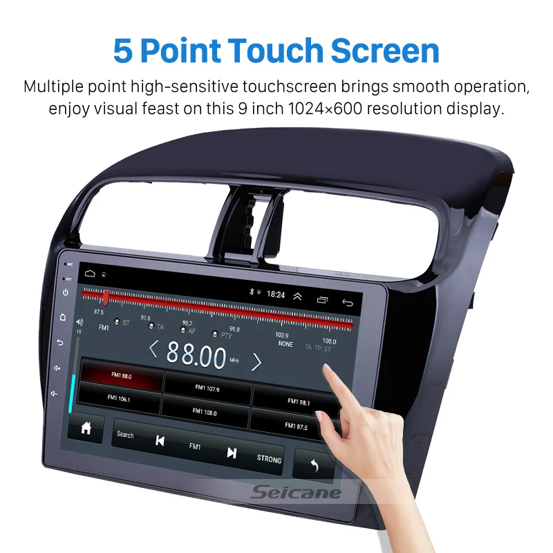 Top Seicane Android 8.1 2DIN 9inch Car Head Unit Radio Audio GPS Multimedia Player For Mitsubishi Mirage 2012 2013 2014 2015 2016 2