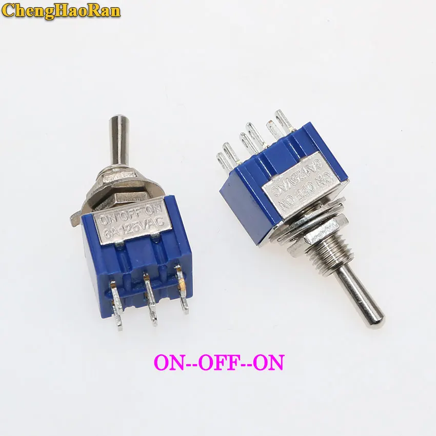 

ChengHaoRan 5pcs 10PCS MTS-203 ON-OFF-ON 6-Pin DPDT Toggle Switch 6A 125VAC/3A 250VAC Mini Switches Lever Switch