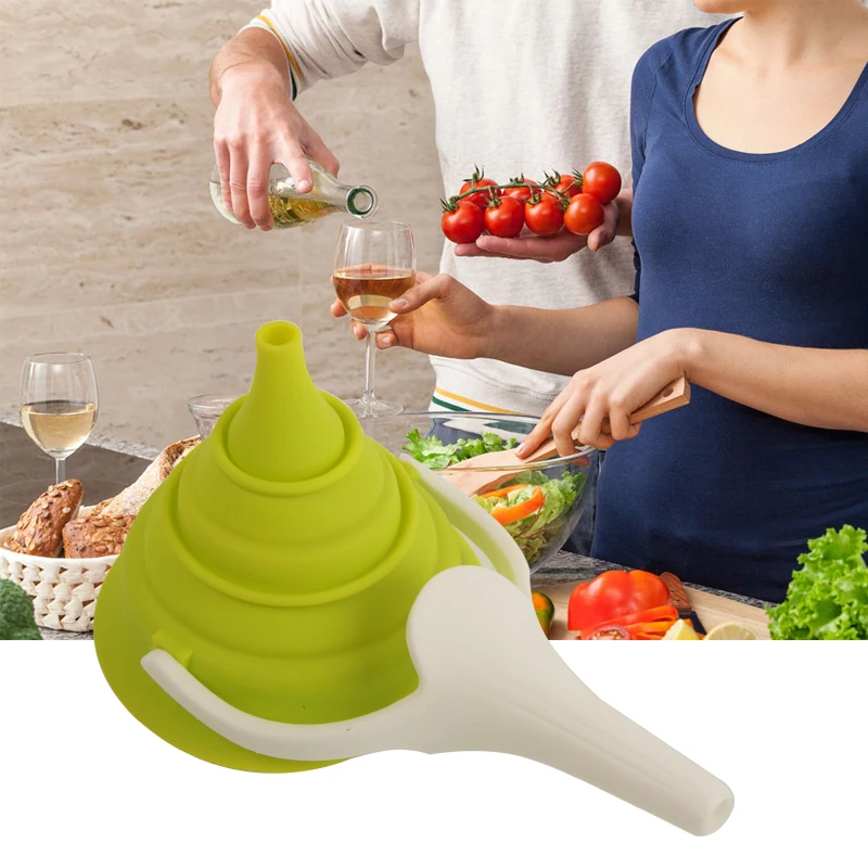 funnel utensilios de cozinha de silicone gel collapsible foldable