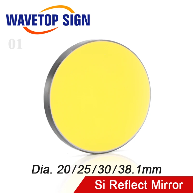 WaveTopSign Co2 Laser Si reflective Mirror for Laser Engraver Gold-Plated Silicon Reflector Lenses Dia.19 20 25 30 38.1 mm