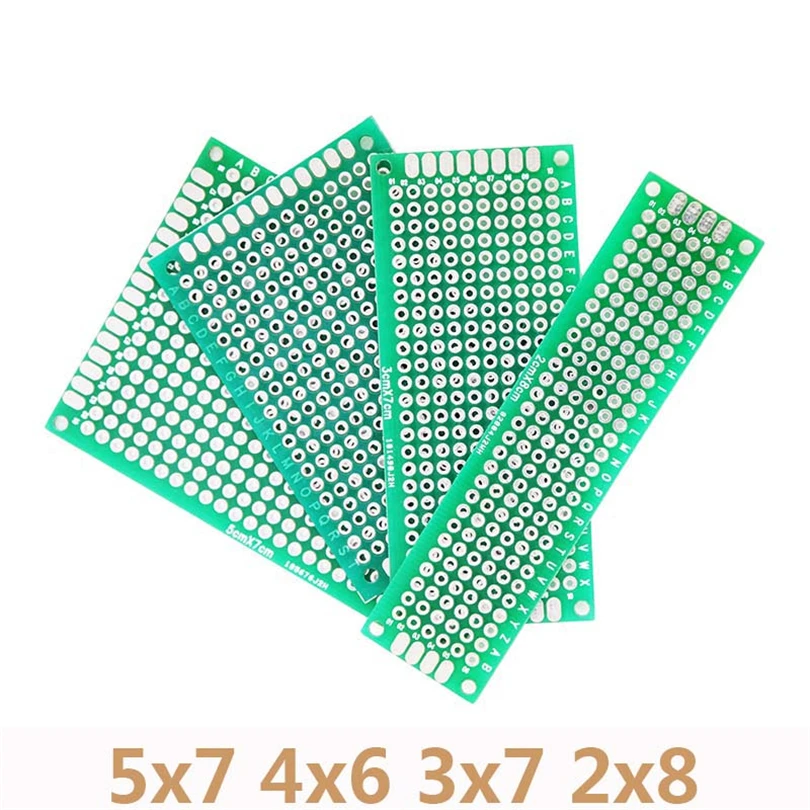 

4pcs/lot 5x7 4x6 3x7 2x8cm Double Side Prototype PCB DIY Universal Printed Circuit Board Breadboard Learning Experiment Plate