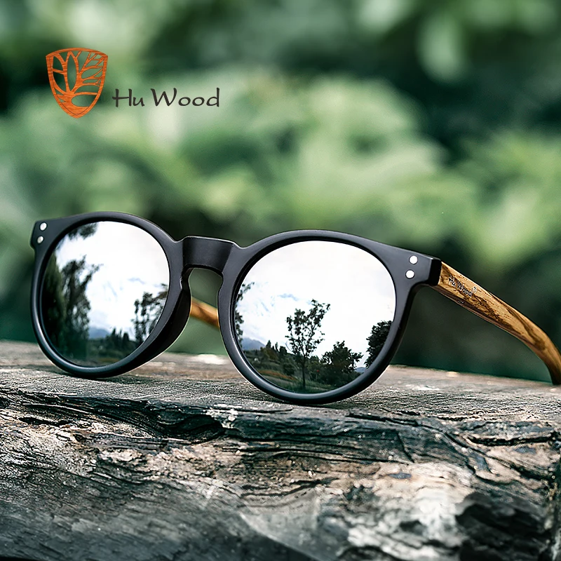 HU WOOD gafas de sol polarizadas con Montura plástico para hombre, de sol ovaladas a la moda, con espejo, UV400 GR8003|mirror lens|wood brandingpolarized sunglasses men - AliExpress